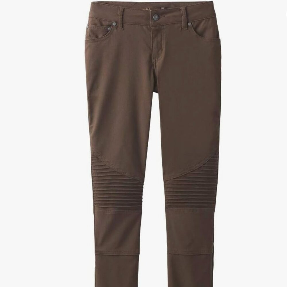 Prana Women's Skinny Moto-Style Pants in Dark Brown